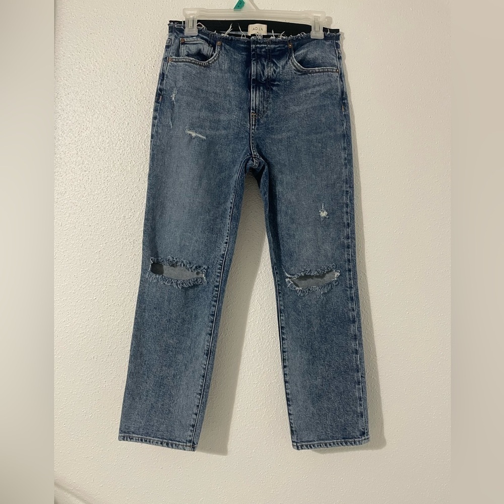 Alice + Olivia Amazing Removed Waistband Genevive High Waist Straight Leg Jeans